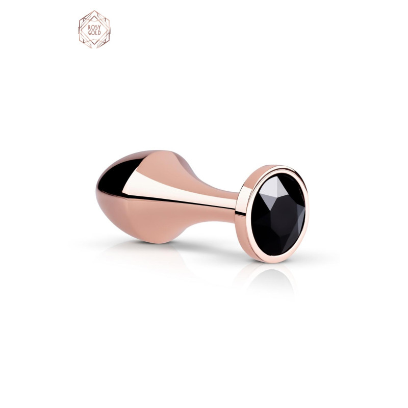 Plug anal Rosy Gold élégant avec cristal noir pour plaisir raffiné
