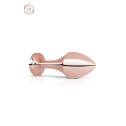 Plug anal Rosy Gold aluminium rose et bijou noir brillant