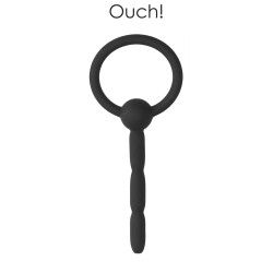 Sonde urétrale Ouch silicone noire 10,5 cm 7,5 cm insertion anneau retrait sécurité