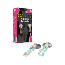 Cache-tétons coeur en bonbon multicolore pour strip-tease gourmand