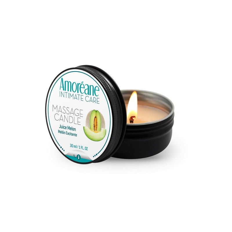 Bougie de massage melon Amoreane huile sensuelle et parfum fruité