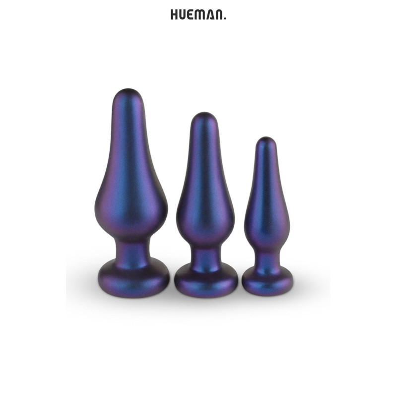 Kit 3 plugs anal Comet Hueman silicone souple et base plate