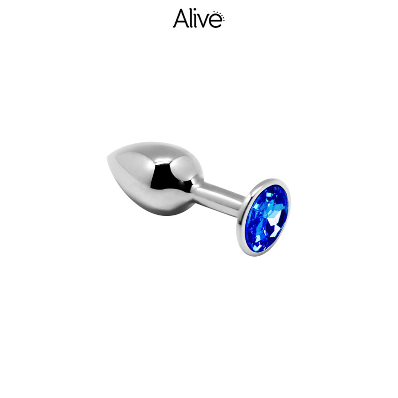 Plug métal bijou bleu M Alive design élégant pour plaisir anal doux et raffiné