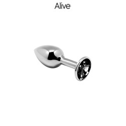 Plug métal bijou noir M Alive, douceur et élégance pour plaisir anal délicat