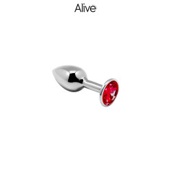 Plug métal bijou rouge S Alive, strass rouge brillant pour débuter le plaisir anal