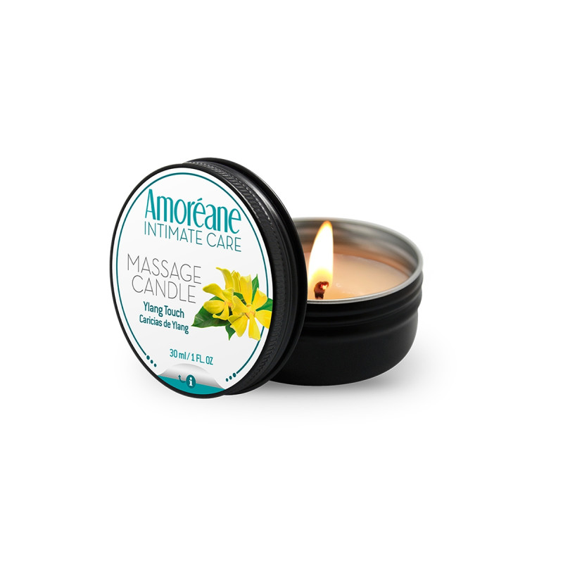 Bougie de massage Ylang Touch Amoreane, huile tiède pour massages sensuels gourmands