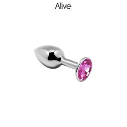Plug métal bijou rose M Alive, douceur et éclat pour plaisir anal délicat
