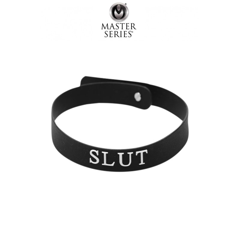 Collier en silicone SLUT noir accessoire BDSM latex fetichisme