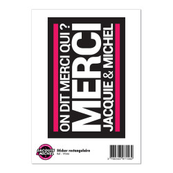 Grand sticker Jacquie et Michel rectangle noir logo emblématique adhésif