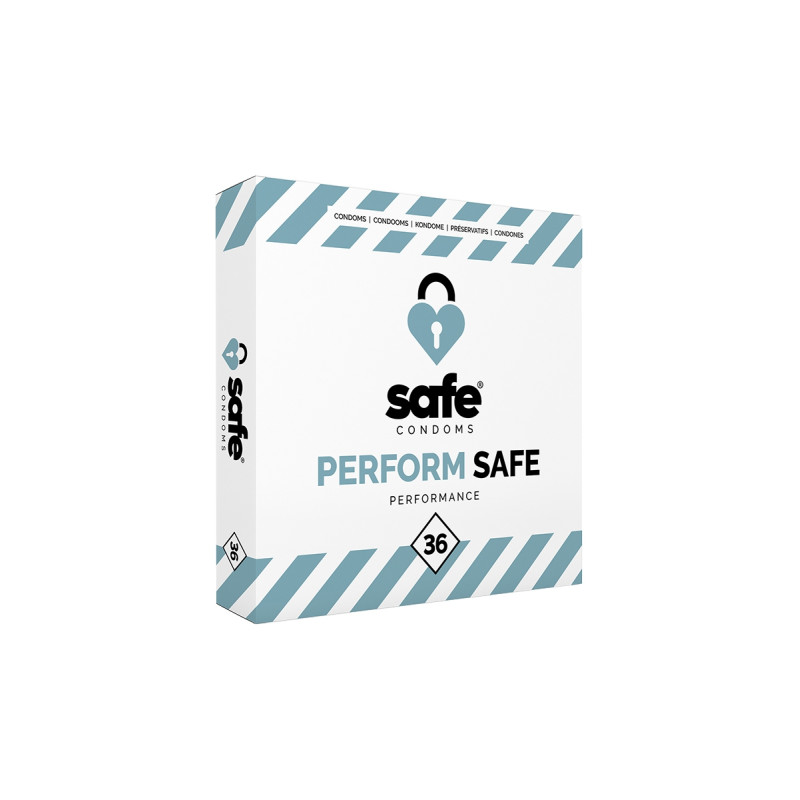 36 préservatifs Safe Performance pour plaisir prolongé et sensation maîtrisée