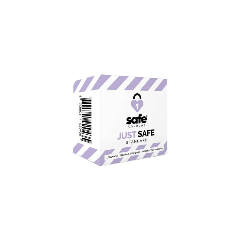 5 préservatifs Just Safe Standard latex naturel lubrifié parfum vanille