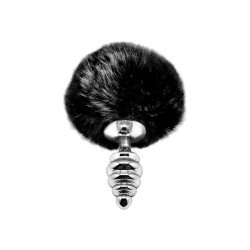 Plug métal Fluffy Twist S noir stimulation anale élégante accessoire érotique joueur