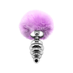 Plug métal Fluffy Twist M mauve stimulation anale douce accessoire sexy confort