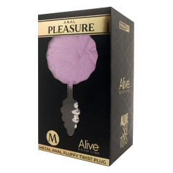 Plug métal Fluffy Twist M mauve jouet anal élégant sensation plaisir débutants