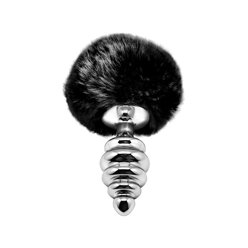 Plug métal Fluffy Twist M noir jouet anal design raffiné stimulation plaisir doux