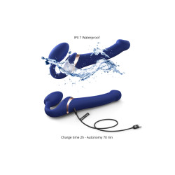 Strap on me Multi Orgasm bleu nuit L silicone médical flexible stimulation triple zones