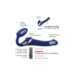 Strap on me Multi Orgasm bleu nuit L sextoy ergonomique langue vibrante plaisir couple