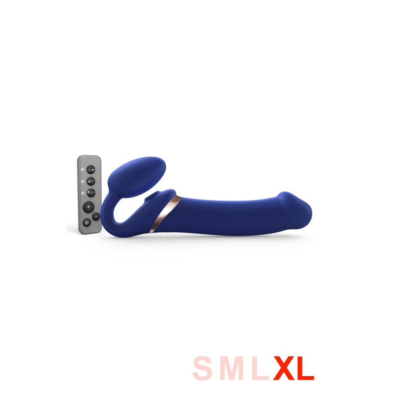 Strap on me Multi Orgasm bleu nuit XL gode ceinture flexible 3 moteurs télécommande