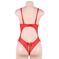 Body lingerie rouge ouvert, Paris Hollywood, extensible, délicatesse, style hot, confort optimal