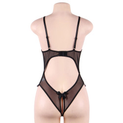 Body noir ouvert Paris Hollywood, design transparent, tissu délicat, séduction féminine affirmée