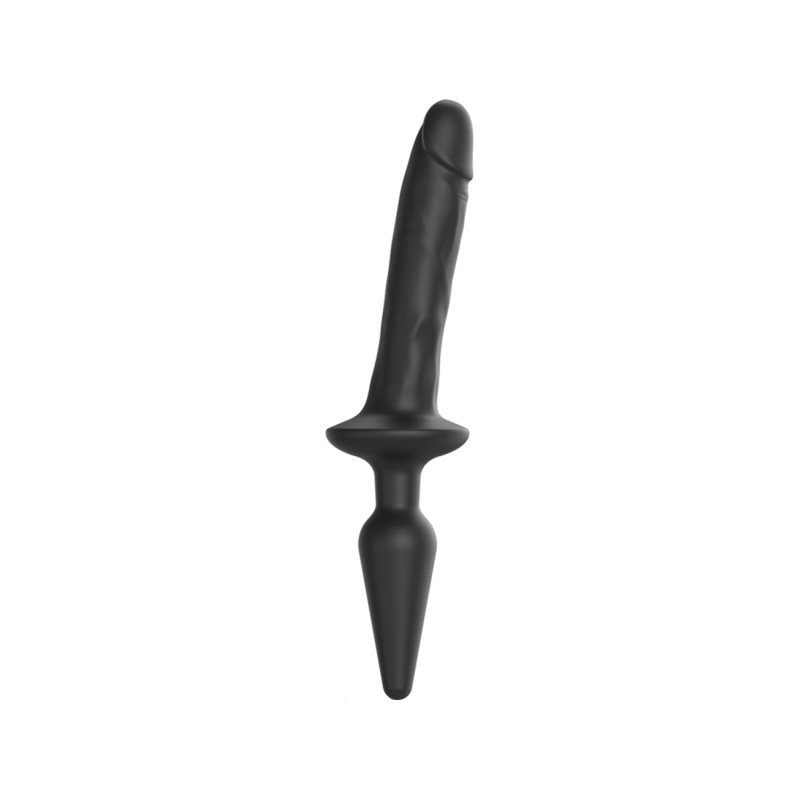 Switch Plug In Realistic S, gode réaliste noir, veines apparentes, texture douce, plug anal lisse