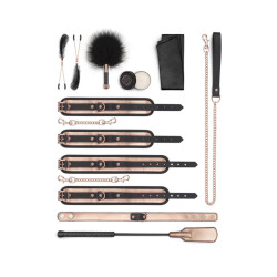 9 accessoires BDSM Rosy Gold coffret élégant plaisir domination jeu sensuel