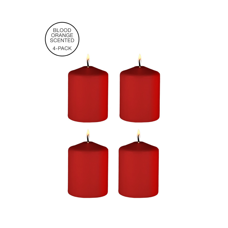 4 bougies SM rouges parfumées Ouch! orange sanguine chaleur douce plaisir