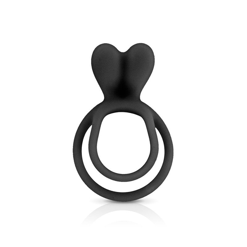 Double Cockring noir Glamy anneaux silicone érection clitoris stimulation