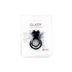 Double Cockring noir Glamy accessoire silicone doux étanche intime sexe