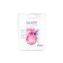 Double Cockring rose Glamy jouet couple plaisir clitoris anneaux souples