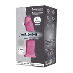 Gode phosphorescent double densité 15,4cm SilexD gode thermo réactif plaisir intense durable