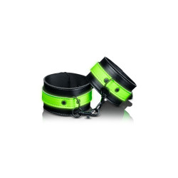 Menottes chevilles phosphorescentes Ouch cuir synthétique vert fluo réglables confortables