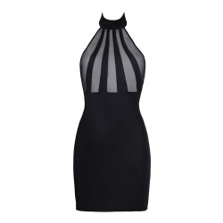 Robe noire V9149 tenue sexy transparente élégante dos nu glamour