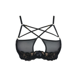 Soutien-gorge noir V10051 fermeture agrafes réglable maintien sophistiqué