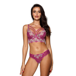 Soutien-gorge bustier fuchsia V9741 Axami, attache double agrafes réglables sur trois positions, ajustement personnalisé