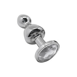 Plug bijou Lollypop transparent L Wooomy, 10,5 cm de long, 3,5 cm de diamètre, métal lisse et strass élégant