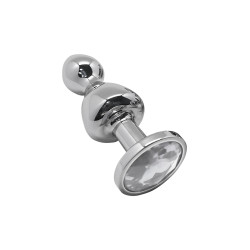 Plug bijou Lollypop transparent M Wooomy, dimensions 9,4 cm x 3,1 cm, métal hypoallergénique et sans phtalates