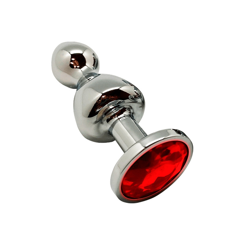 Plug bijou Lollypop rouge L métal double boule pour plaisir intense