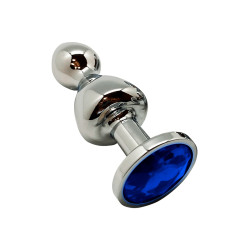 Plug bijou Lollypop bleu L métal double boule pour plaisir intense