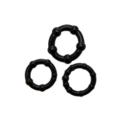 Set 3 Cockrings noir Babooom Wooomy anneaux extensibles TPE confort érection prolongée