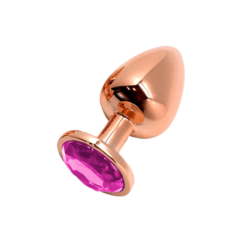 Plug bijou Tralalo rose M Wooomy métal lisse rose gold strass rose insertion facile sensations