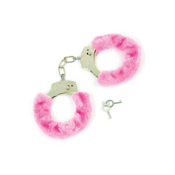 Menottes fourrure rose Litolu, métal et fausse fourrure douce pour jeux BDSM et confort