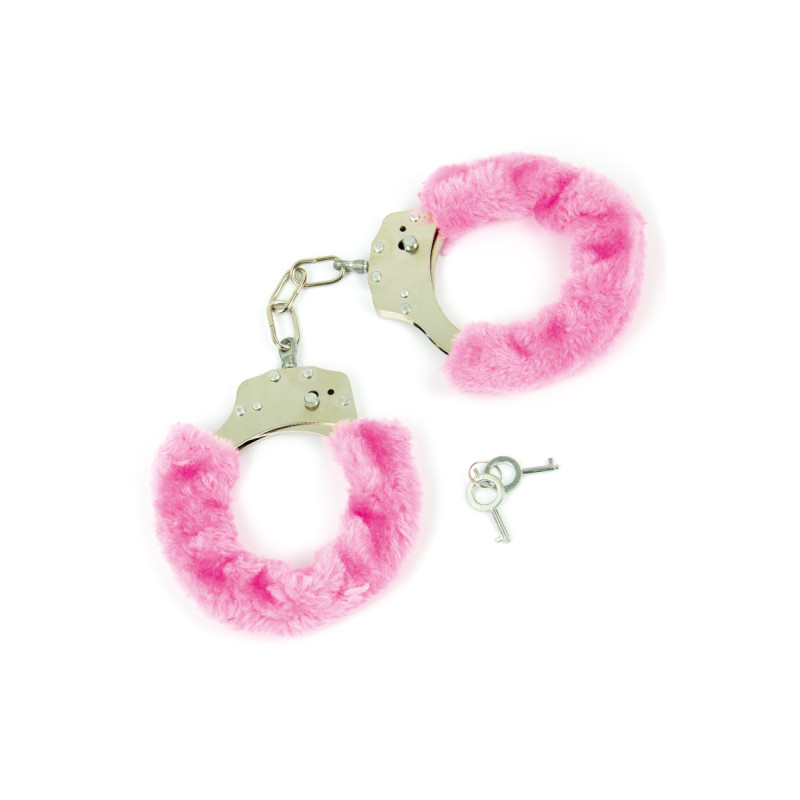 Menottes fourrure rose Litolu, métal et fausse fourrure douce pour jeux BDSM et confort