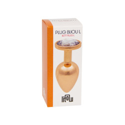 Plug bijou or rose L Litolu, accessoire bijou anal, nettoyage facile, finition brillante