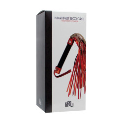 Martinet BDSM bicolore Litolu, cuir synthétique noir et rouge, idéal pour douce domination