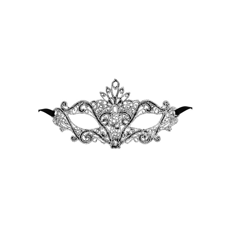 Loup argenté Etoile Maskarade dentelle guipure broderie fines rubans satinés