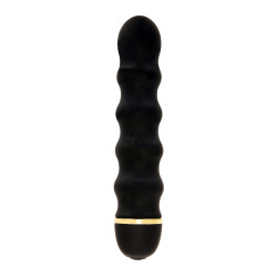Vibromasseur Le Glamour noir doré silicone doux pour stimulation vaginale intense et courbes sensuelles