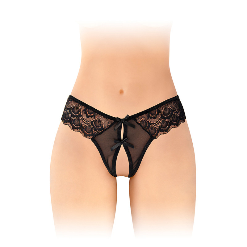 String ouvert Alicia noir Fashion Secret dentelle extensible pubis suggesif taille unique