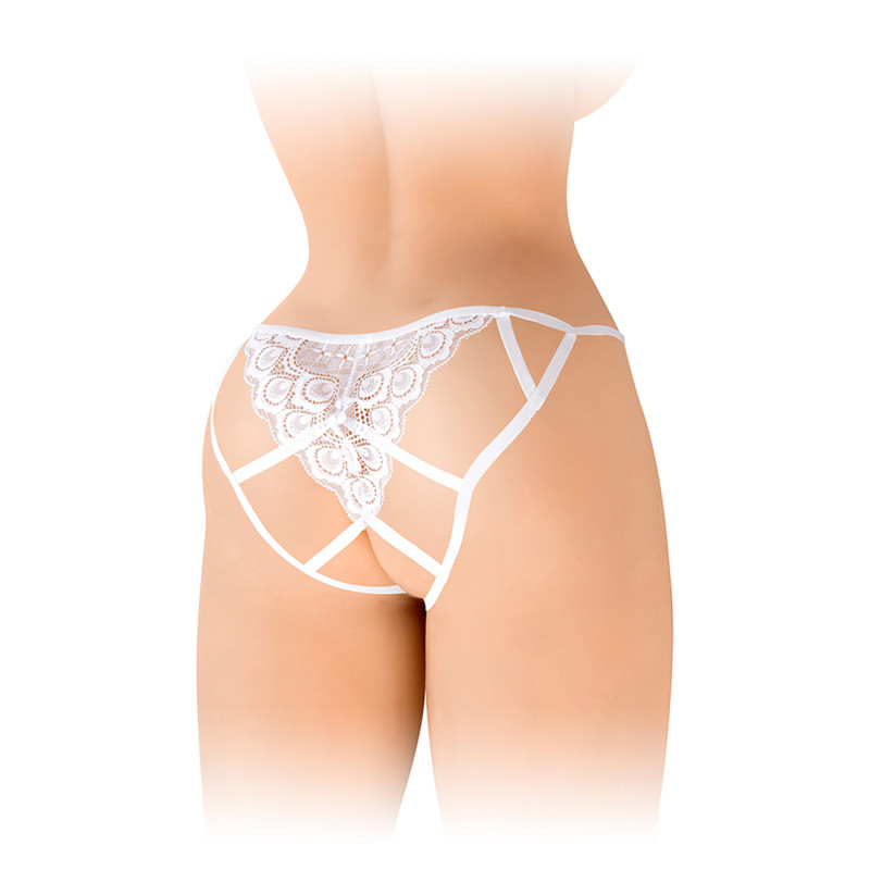 Culotte ouverte Zoé blanche Fashion Secret extensible dentelle taille unique coquine suggestive