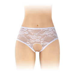 Culotte ouverte Amanda blanche Fashion Secret dentelle froufrous noeud extensible taille unique